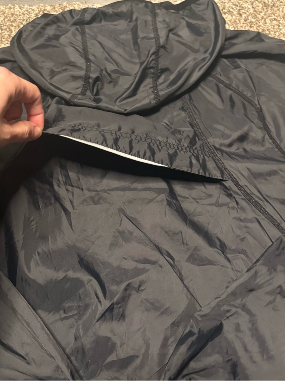 Fabletics Men's Small Black Lightweight Windbreaker Jacket with Hood - Picture 11 of 12